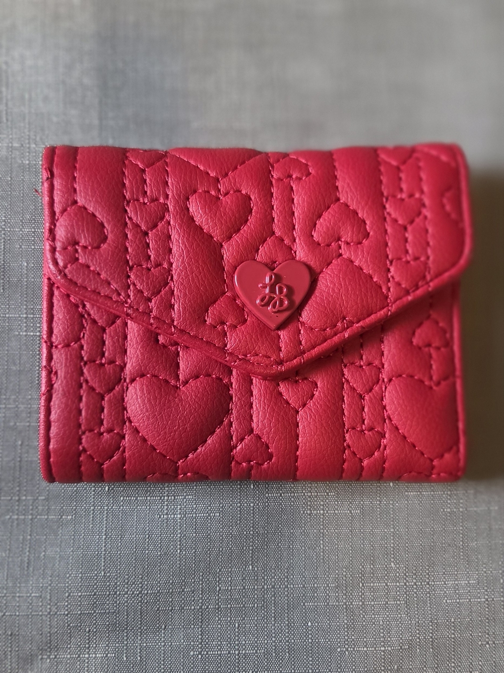 Betsey Johnson Red Quilted Heart Flap Wallet